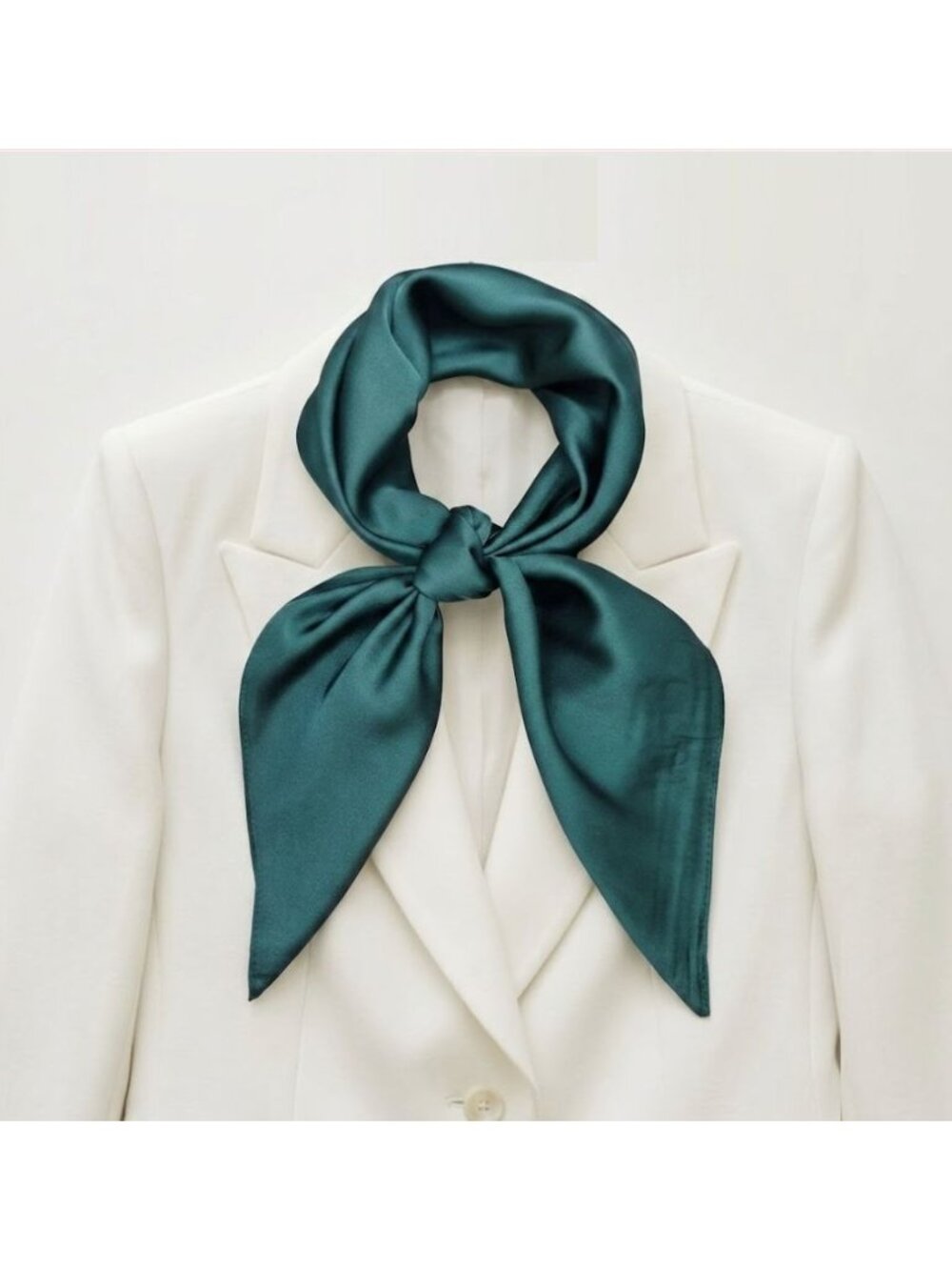 Elegant Square Silky Satin Scarf Bandana Green Headwear Solid Soft Versatile New